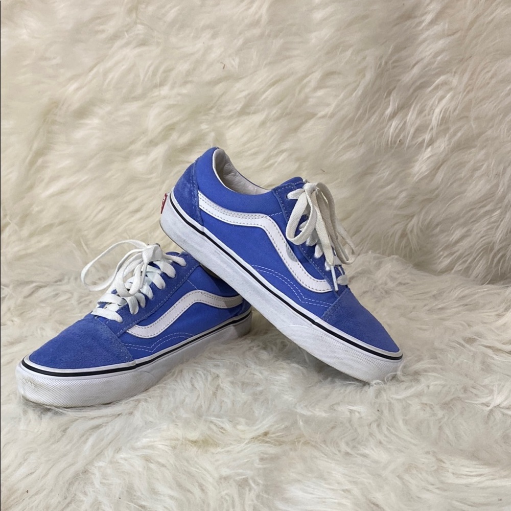 Vans Blue suede and canvas with‎ White detail unisex skater casual like new